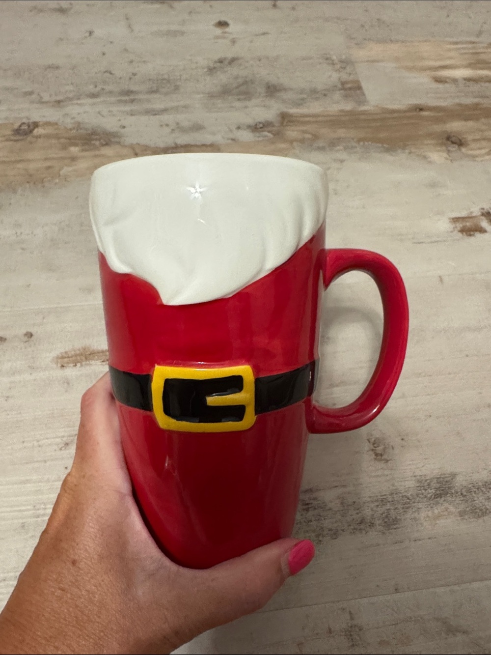 Santa Belt Ceramic Holiday Mug - Red & White